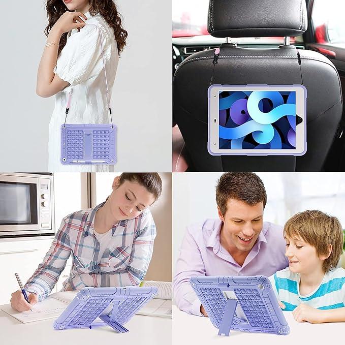 XZC iPad 9th/8th/7th Generation Case (iPad 10.2 Case 2021/2020/2019) Shockproof Drop Protection Cover with Pencil Holder Kickstand Shoulder Strap