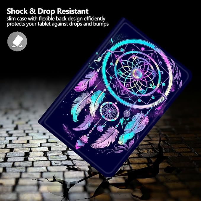 DIGTIALLL Case for iPad A16 11th Generation 11 inch 2025 / i10th Generation 10.9 Inch 2022 PU Leather Smart Premium Stand Protective Cover with Auto Sleep/WakeRainbow Dream Catcher
