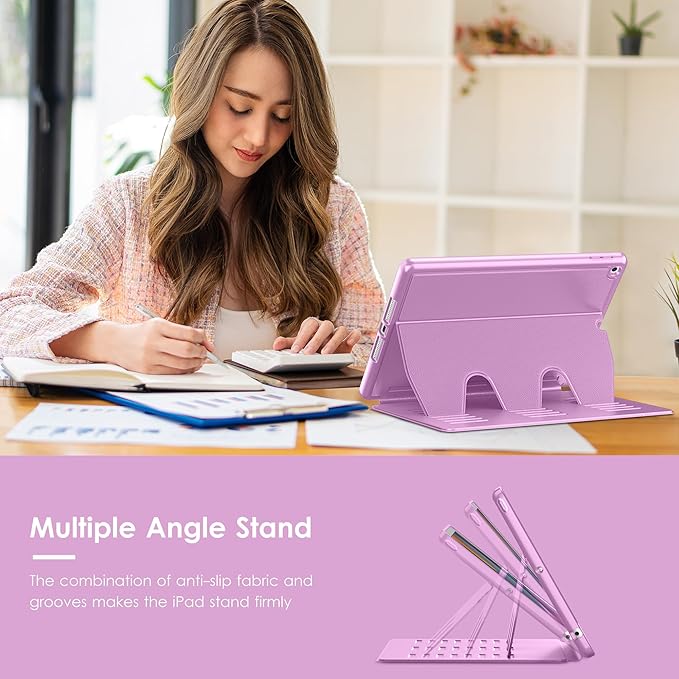 VIKESI Case for iPad 9th / 8th / 7th Generation 10.2 inch (2021/2020/2019 Released)Multiple Angles Magnetic Stand CoverShockproof BackPencil Holderand Auto Sleep/WakePurple