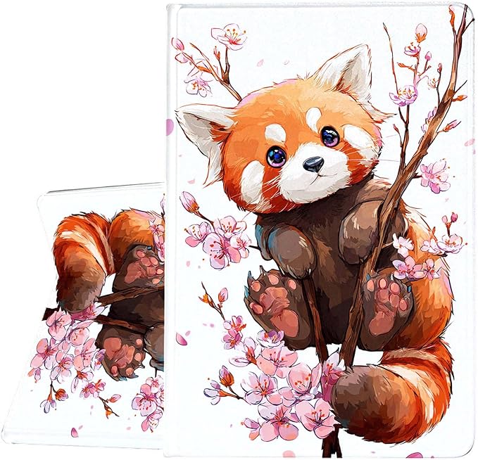 Case for Samsung Galaxy Tab A11+ / Tab A9+ 11 Inch 2025/2023Slim Protective LeatherAuto Wake/SleepAdjustable Viewing Angle Stand.Cherry Blossom Raccoon
