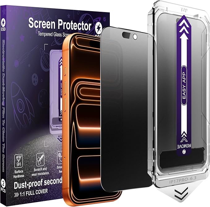 2-Pack Matte Privacy Screen Protector for iPhone 17 ProAnti-Glare &amp 25°Anti-SpyAnti-ReflectionAnti-FingerprintAuto Dust RemovalEasy Installation