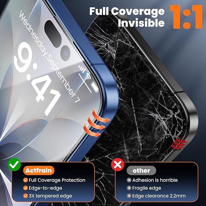 3-Pack for iPhone 17 Screen Protector 9H+ Tempered Glass Scratch Shatter &amp Drop Resistant Smooth &amp Clear Military Grade Protection Full Coverage