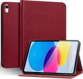 Genuine Leather Case for iPad 11th Gen 11 (2025/A16) &amp 10th Gen 10.9 (2022) | Slim Protective Cover with Adjustable Stand Auto Wake/Sleep Premium Leather | Wine Red