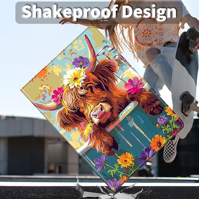 Case for Kindle Paperwhite 12th Generation 7 &amp Kindle ColorSoft Signature Edition PU Leather Protective Cover with Auto Sleep/Wake for Kindle Paperwhite 2024 – Color Highland Cow Flower
