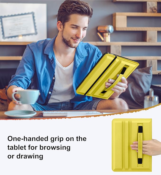 DTTO for iPad A16 Case iPad 11th / 10th Generation Case (2025/2022) 360 Degree Rotating Premium Leather Folio Stand Cover with Pencil Holder Yellow