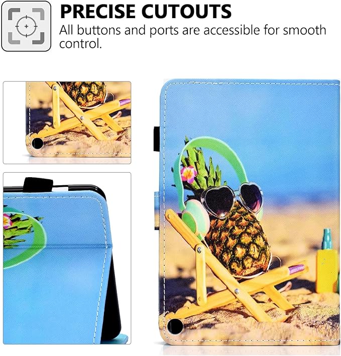 Case for Amazon Fire Max 11 13th Generation (2023) Techcircle Folio Stand PU Leather Magnetic Smart Wallet Soft Cover Protective Case with Pen Holder+Card Slots Auto Wake/Sleep Pineapple Sunbath