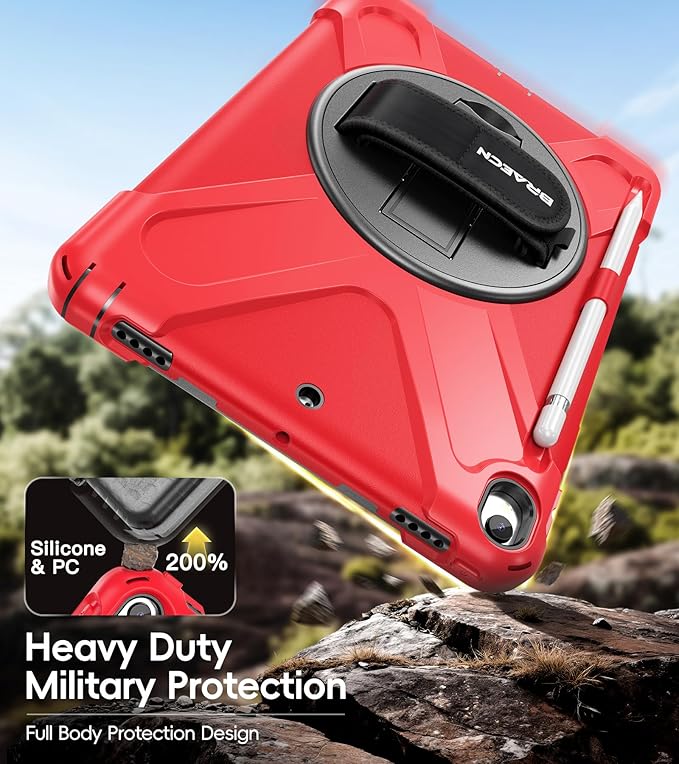 BRAECN Case for iPad Air 3rd Generation 2019 / iPad Pro 10.5 inch 2017 Rugged Heavy Duty Shockproof Cover with Pencil Holder 360° Rotating Kickstand &amp Adjustable Hand Strap &amp Shoulder Strap