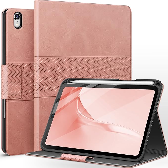 auaua Case for iPad mini 7 (A17 Pro 2024) / iPad mini 6 Case (2021) 8.3 inch with Pencil Holder Multiple Viewing Angles Magnetic Closure Auto Sleep/Wake (Pink)