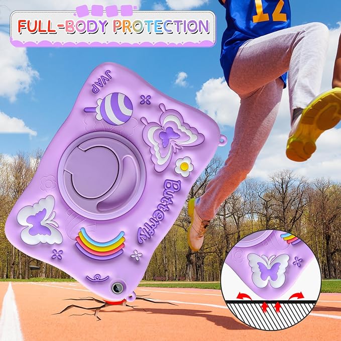 for Samsung Galaxy Tab A9 Plus Case Kids Girls Galaxy Tab Case with Screen Protector Kickstand Shoulder Strap Butterfly Shockproof Cover for Samsung A9 Plus Tablet Cover 11 inch 2023