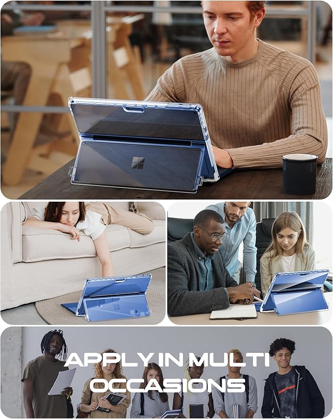 INFILAND Microsoft Surface Pro 11 AI/10/9 5G Case 13 Inch 2022 Full Crystal Clear [Anti-Yellowing] All-in-one Protection Shell Cover Work with Type Cover Keyboard &amp Surface Slim Pen 2 Bayer Cle