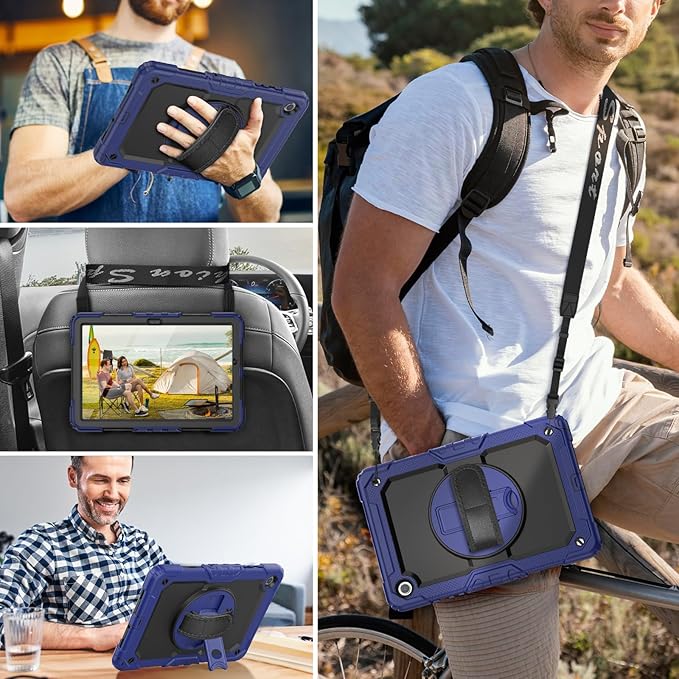 HXCASEAC Case for Samsung Galaxy Tab A9+ Plus 11 Inch Kids Protective with Screen Protector/Hand Strap/Pen Holder Sturdy Shockproof for Samsung A9 Plus Tablet Case SM-X210 SM-X216 SM-X218 - Navy