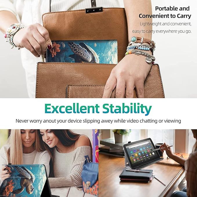 Case for All-New Amazon Kindle Fire HD 10 and Fire HD 10 Plus Tablet (13th/11th Generation 2023/2021 Release) 10.1 Slim Folding Stand Cover with Auto Wake/Sleep Sea Turtle