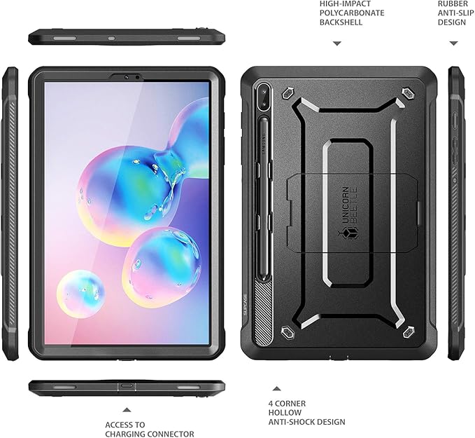 SUPCASE UB Pro Series Case for Galaxy Tab S6 with Built-in Screen Protector Full-Body Rugged Kickstand Protective Case for Galaxy Tab S6 10.5 Inch Model SM-T860/T865/T867 2019 Release (Black)