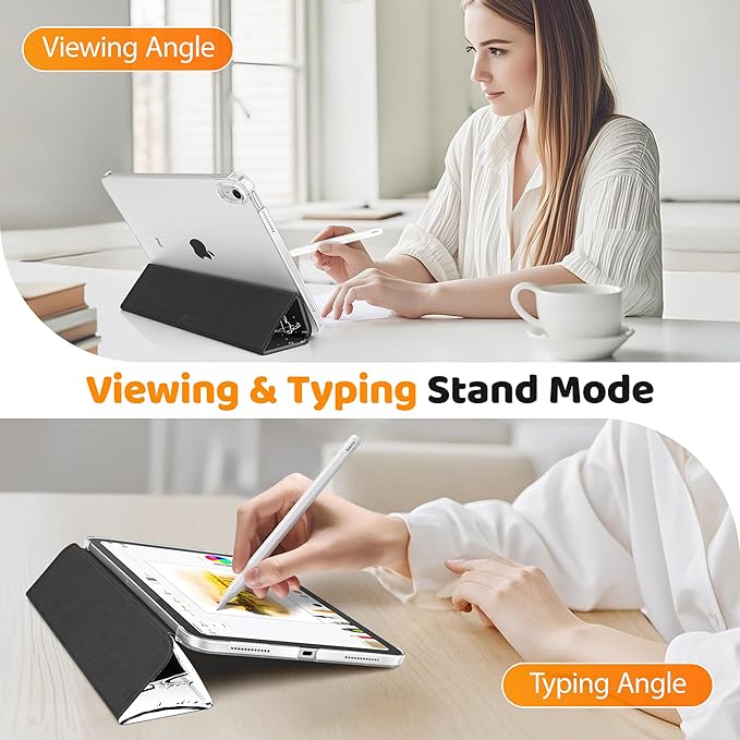 Tuiklol Case for iPad 11 inch A16 2025 Generation 11th / iPad 10.9 inch 2022 10th Gen Buit in Pencil Holder with Shockproof Cover PC Clear Transparent Back Shell Auto Wake/Sleep Astronaut