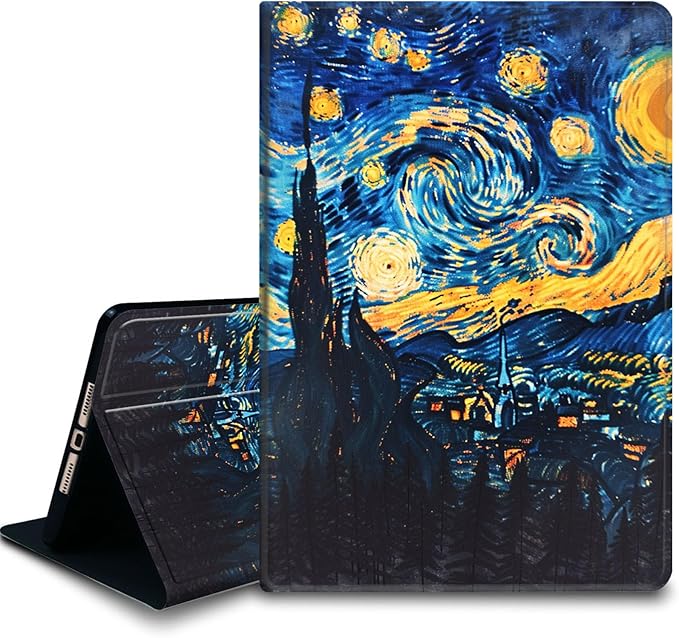 Bxgolkgd Tablet Case for Amazon Kindle Fire HD 8(8th/7th/6th Generation 2018/2017/2016 Release)Shockproof Stand Cover with Heat DissipationAuto Wake/Sleep FunctionVan Gogh Starry Night Art