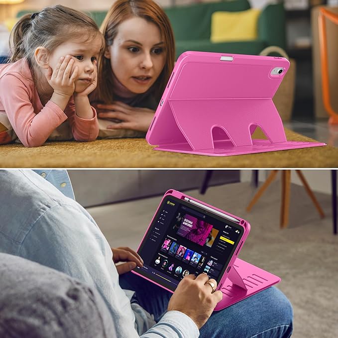 VIKESI Case for iPad (A16) 11-inch 2025 and iPad 10th/11th Generation 10.9 Inch 2022Multiple Angles Magnetic Stand CoverShockproof BackPencil Holderand Auto Sleep/WakeRose