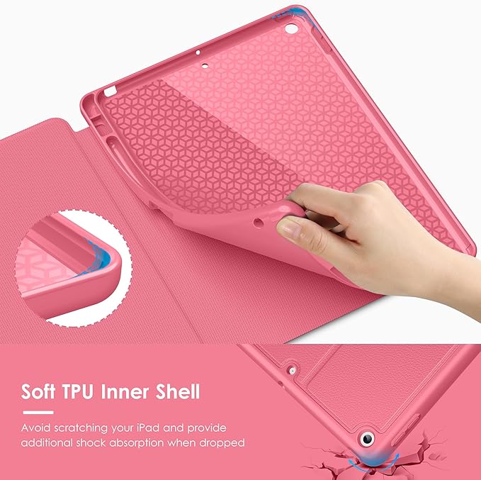 VIKESI Case for iPad 9th / 8th / 7th Generation 10.2 inch (2021/2020/2019 Released)Multiple Angles Magnetic Stand CoverShockproof BackPencil Holderand Auto Sleep/WakeWatermelon