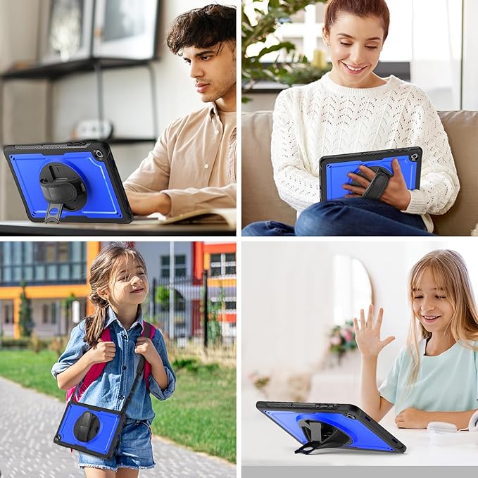 Case for Samsung Galaxy Tab A11 Plus/A9 Plus Galaxy Tab A11+/A9+ 11 Inch 2025/2023 with Screen Protector 360 Rotating Hand Strap&ampStand Shoulder Strap Pencil Holder Blue