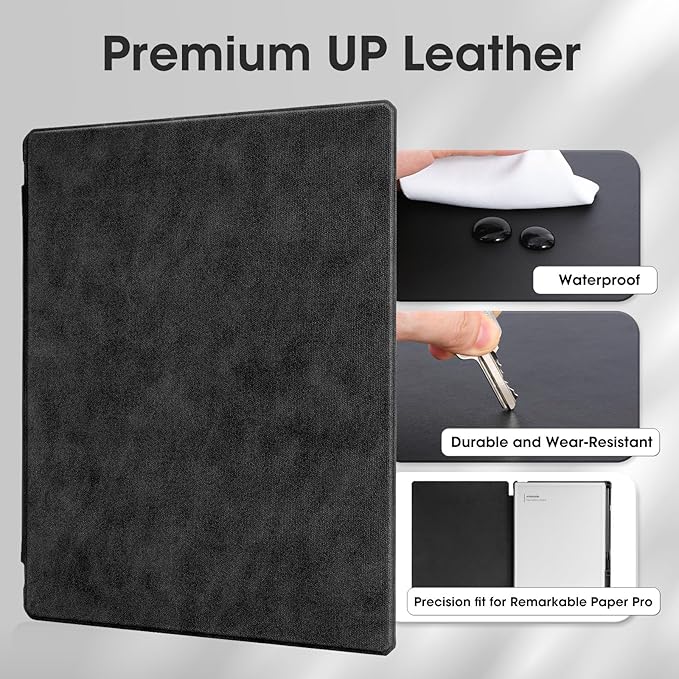 11.8 Case for Remarkable Paper Pro Color Tablet 2024 Released with Pen Holder Nib Storage Auto Wake/Sleep Ergonomic Design for Book Folio Lightweight Hard Protective Cover (Black)