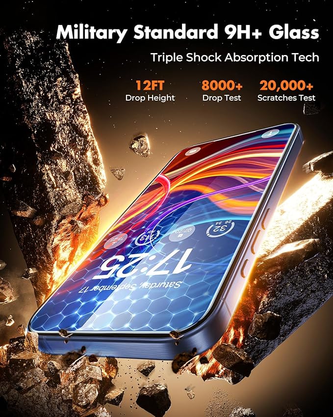 UNBREAKcable 2 Pack for iPhone 15 Pro Screen Protector AR Anti Reflection 9H+ Tempered Glass Anti-Glare Enhanced Clarity Anti-Blue Light Polishing Cloth Included