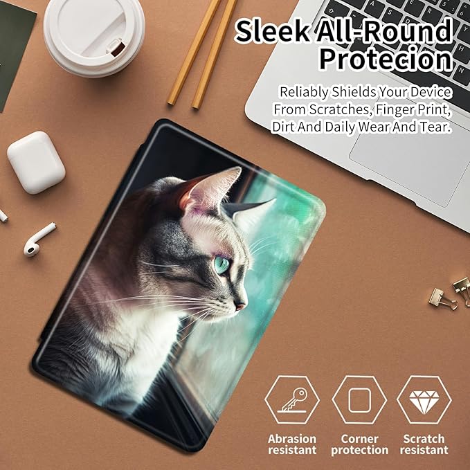 Case for Samsung Galaxy Tab S8 2022/Tab S7 2020 11 Inch (Model SM-X700/X706/T870/T875/T878) Cat Window Theme 360 Degree Rotating Stand Smart Protective Cover for Samsung S7 Tablet