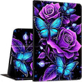 Slim Case for Samsung Galaxy Tab A9+ / A9 Plus 11 2023 (SM-X210/X216/X218) Lightweight PU Leather Multi-Angle Viewing Smart Stand Shell Cover with Auto Wake/Sleep Purple Rose Butterfly