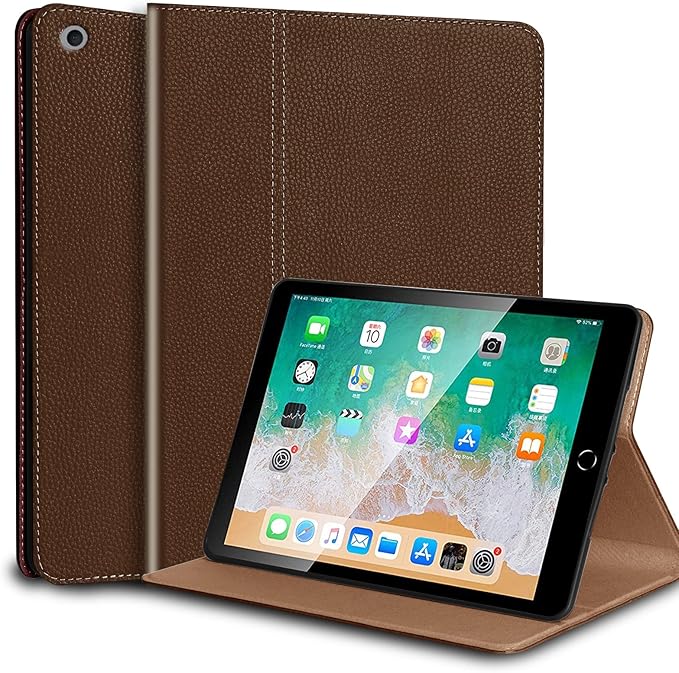 for Ipad Case 10.2-inch 9th/8th/7th Gen 2021/2020/2019 Genuine Leather Cover Protective ShellAuto Wake/Sleep.Dark Brown