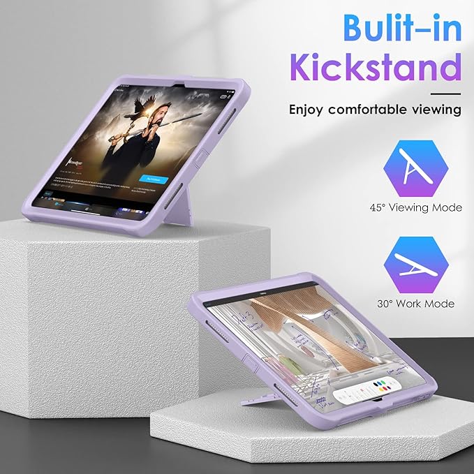 DTTO Case for iPad (A16) 11th Generation 11-Inch 2025 iPad 10th Generation 10.9-Inch 2022 Durable Shockproof Full Body Protective Cover with Built-in Screen Protector Light Purple