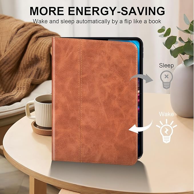 for Ipad Case 10.2-inch 9th/8th/7th Gen 2021/2020/2019 Genuine Leather Cover Protective ShellAuto Wake/Sleep.Brown