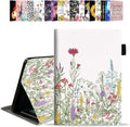 Case for Amazon Kindle Fire 7 Tablet (7 Display 9th/7th Generation 2019/2017 Release) - PU Leather Folio Case with Smart Auto Wake/Sleep Colorful Floral Green Leaf