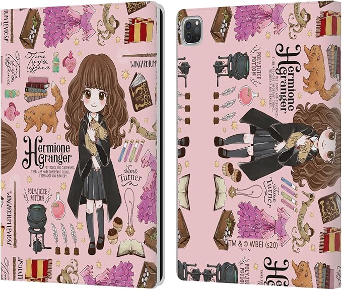 Head Case Designs Officially Licensed Harry Potter Hermione Pattern Deathly Hallows XXXVII Leather Wallet Case Compatible with Apple iPad Pro 13 M4 2024