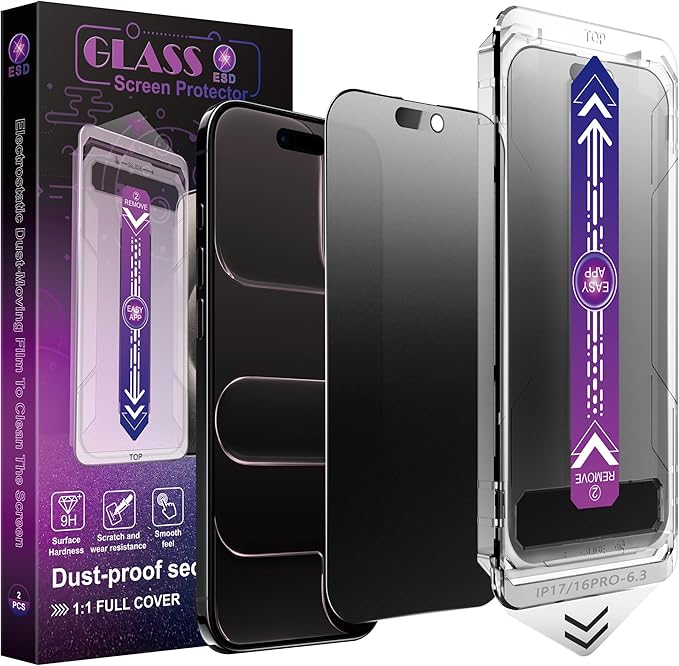 2 Pack Matte Privacy Screen Protector for iPhone Air 6.5 9H+ Hardness Anti-Spy Anti-Glare Tempered Glass Smooth Responsive Touch &amp Scratch Resistant Bubble-Free Easy Installation