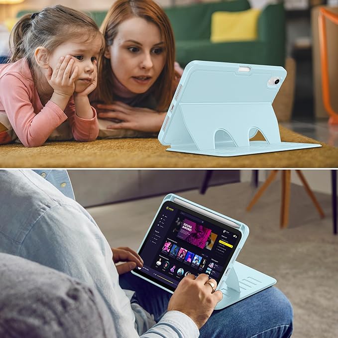 VIKESI Case for iPad iPad mini 7 (A17 Pro) and iPad mini 6Multiple Angles Magnetic Stand CoverShockproof Soft BackPencil Holderand Auto Sleep/WakeIce Blue