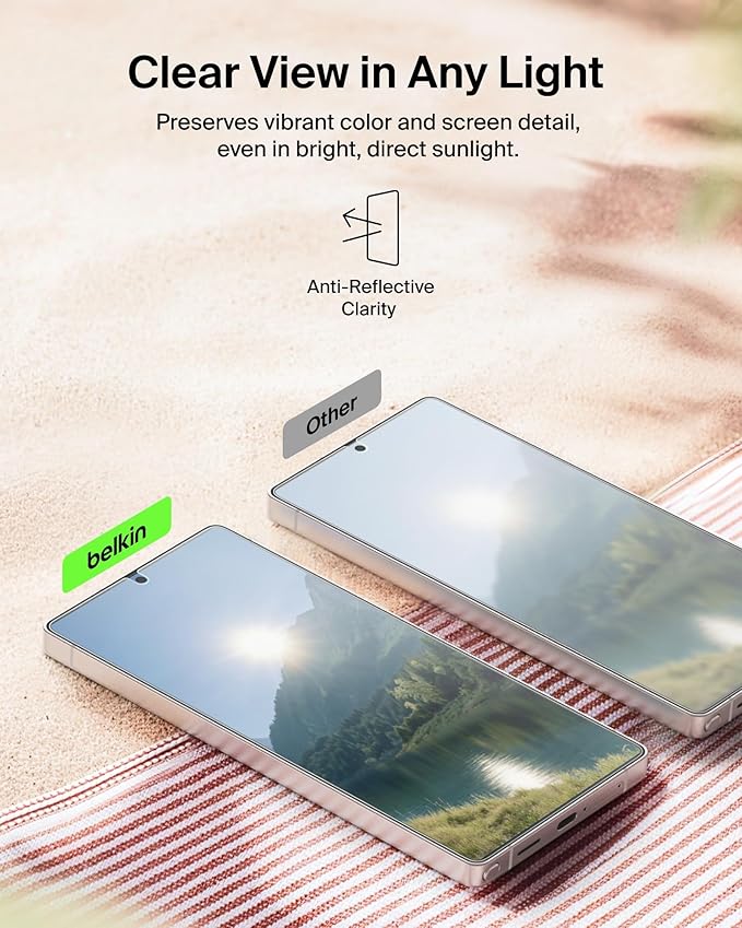 Belkin Titan SmartShield Anti-Reflective Screen Protector for Samsung Galaxy S26 Ultra Scratch Resistant Impact Protection Anti-Fingerprint Ultra-Thin w/Easy Align Tray for Bubble Free Application