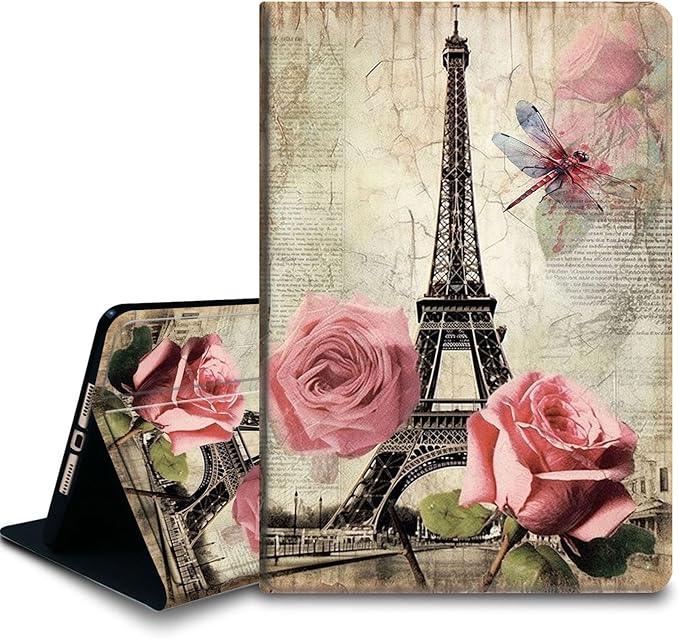 Bxgolkgd Tablet Case for 6 Kindle 11th Generation (2024/2022 Release)Shockproof Stand Cover with Heat DissipationAuto Wake/Sleep FunctionVintage Paris Tower Rose