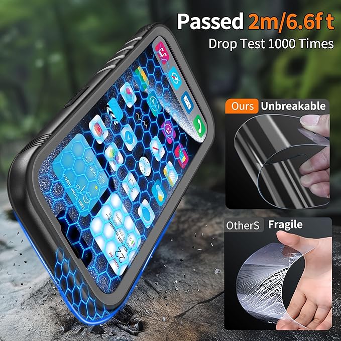 Cozycase Compatible with iPhone 14 Pro Waterproof Case - Full Body Shockproof Dustproof Dropproof Built in Screen Protector Rugged Waterproof Case for iPhone 14 Pro 6.1 Inch Black
