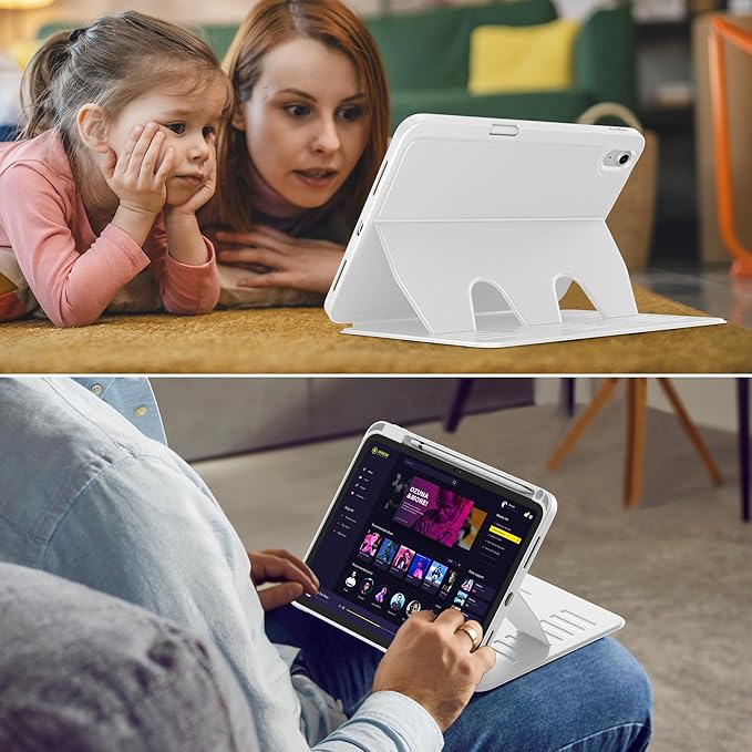 VIKESI Case for iPad (A16) 11-inch 2025 and iPad 10th/11th Generation 10.9 Inch 2022Multiple Angles Magnetic Stand CoverShockproof BackPencil Holderand Auto Sleep/WakeWhite