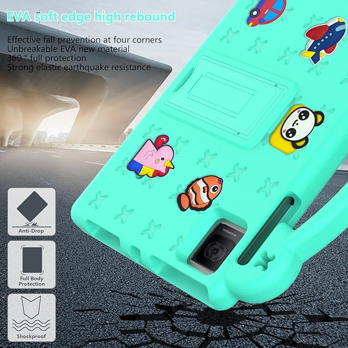 Dteck Tablet Case for T-Mobile Revvl Tab 5G 2023 Cute Cartoon Panda Shockproof Rugged Lightweight Convertible Stand Handles Kids Friendly Case for T-Mobile REVVL Tab 5G 2023 10.36 TabletMintgreen