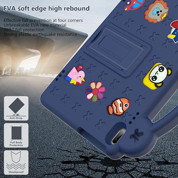Compatible with Huawei MediaPad T5 10.1/Lenovo Tab M10/Lenovo Tab P10 Tablet Case Kids Lightweight Shockproof Protective Case with Shoulder Strap &amp Stand Handle - Navy Blue