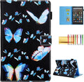 Folio Case for Amazon Fire HD 10 Tablet (5th/7th/9th Generation) Slim Fit Stand Magnetic Soft TPU Back Smart Cover for All-New Fire HD 10 2015/2017/2019 Sleep Mode Blue Butterflies