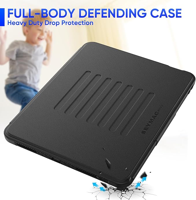 SEYMAC stock Case for iPad Air 11 inch (M2) 2024/ Air 6th Generation Auto Sleep/Wake Case with Magnetic Multi-Angles Stand Card Slot Black