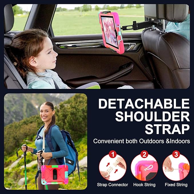 for iPad 9th/8th/7th Generation CaseiPad 10.2 Case 2021/2020/2019 with Cute Key Chain Rugged Protective Case with 360°Rotating Stand &amp Shoulder Hand Strap &amp Pen Slot for 10.2 Inch (Rainbow