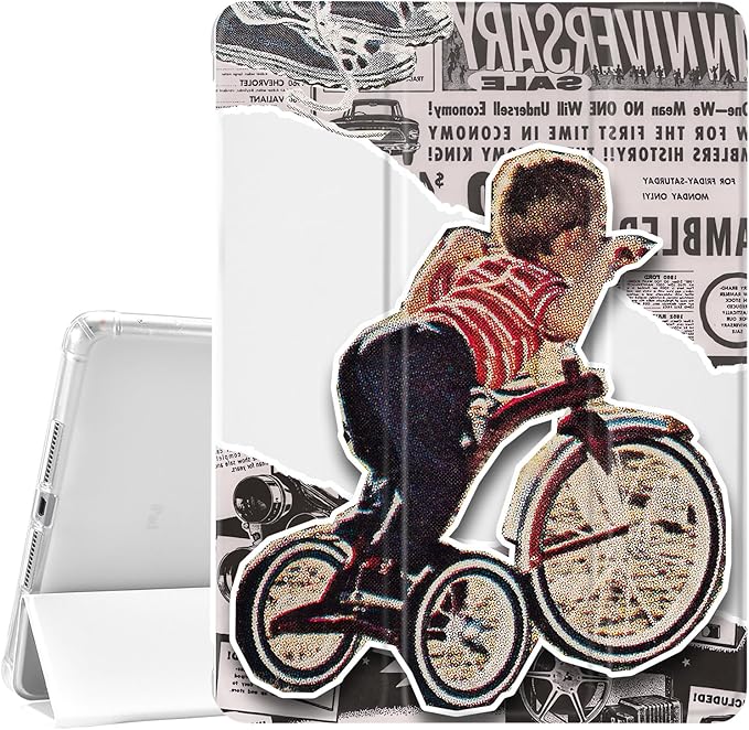 JOYLAND Pad Case for 11 Inch iPad Pro 2018/2020/2021with Pencil Holder-Auto Wake/SleepCycling Boy Newspaper Pattern Personalized Tablet Case Anti-Scratch Shockproof Case