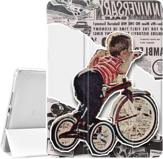 JOYLAND Pad Case for 11 Inch iPad Pro 2018/2020/2021with Pencil Holder-Auto Wake/SleepCycling Boy Newspaper Pattern Personalized Tablet Case Anti-Scratch Shockproof Case