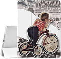 JOYLAND Pad Case for iPad 5th/6th Generationwith Pencil Holder-Auto Wake/SleepCycling Boy Newspaper Personalized Tablet Case Anti-Scratch Shockproof Case (Model Number:A1822 A1823 A1893 A1954)