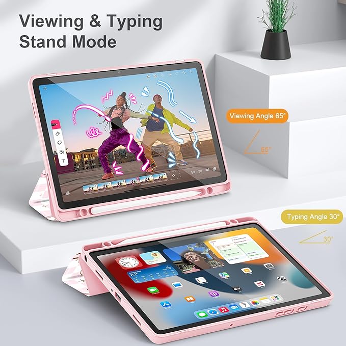 Tuiklol for Samsung Galaxy Tab A9+ Tablet 11” / A9+ Plus 2024 2023Buit-in S-Pen Holder with Clear Protective Cover Transparent Back Shell Auto Wake/Sleep Samsung Tab A9 Plus CoverGroovy-Bow