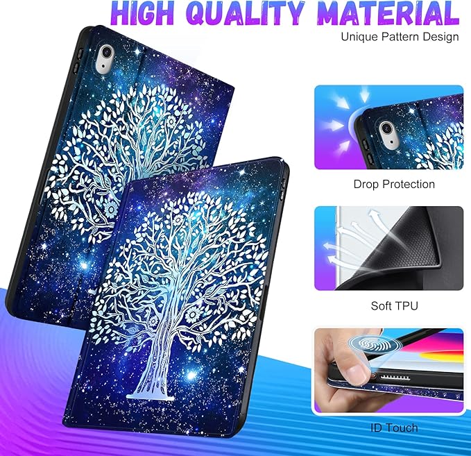 for iPad 10th Generation Case 10.9 Inch for iPad 11th(A16) 2025 Girls Cute Women Folio Cover with Pencil Holder Tree Aesthetic Cool Design Girly Teens Unique Tablet Cases for Apple 10/11