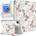 for iPad Air 11 inch Case Air 5th/4th Generation 10.9 Pro 11'' Case Women Girls for Apple Pencil Holder Cute Plants Rotating Folio Cover for iPad Air 11 2024 (M2) 10.9 2022 2020 Pro 11
