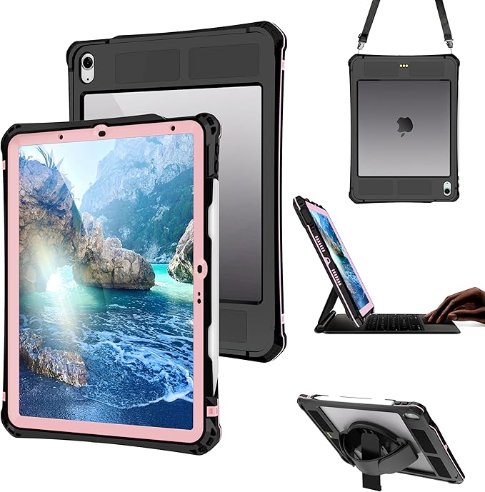 for iPad Air 11 Inch Case Waterproof M2 (2024) M3 (2025)Case for iPad Air 6th/5th/4th Gen (2024/2022/2020) Built-in Screen Protector 6.6FT Waterproof &amp 2.6FTDrop Protection (Purple)