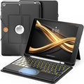 INFILAND Keyboard Case for iPad 9th/8th/7th Generation (10.2 Inch) 7-Color Backlight &amp High Precision Trackpad Slim and Portable Detachable Folder Style Keyboard Case with Pencil HolderBlack